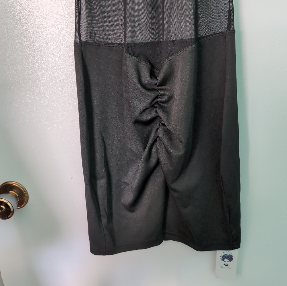 Black Sheer Mesh Dress W Hands On Chest Details Ptp 16-19.5 - Picture 3 of 6